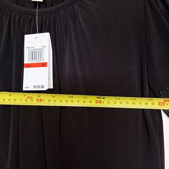 Michael Kors Black Bell Sleeve Dress XS Lace Detail Polyester Blend MSRP $125 - Picture 12 of 12